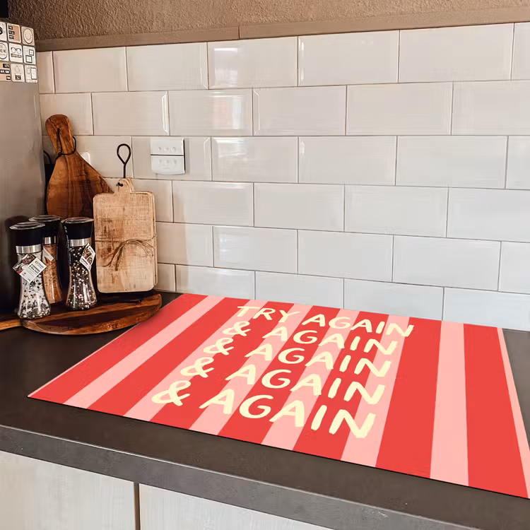 Strepen - Rood - Try again Inductie beschermer vinyl 3mm klein -sfeer3