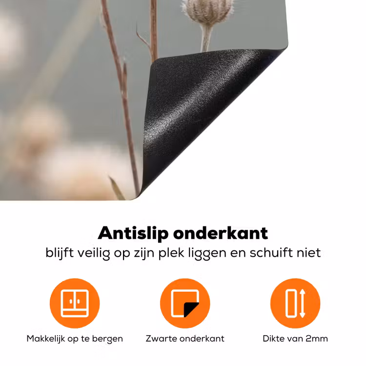 Strobloemen - Wit - Daglicht Inductie beschermer vinyl 3mm klein -zzzzzzz-td-onderkant