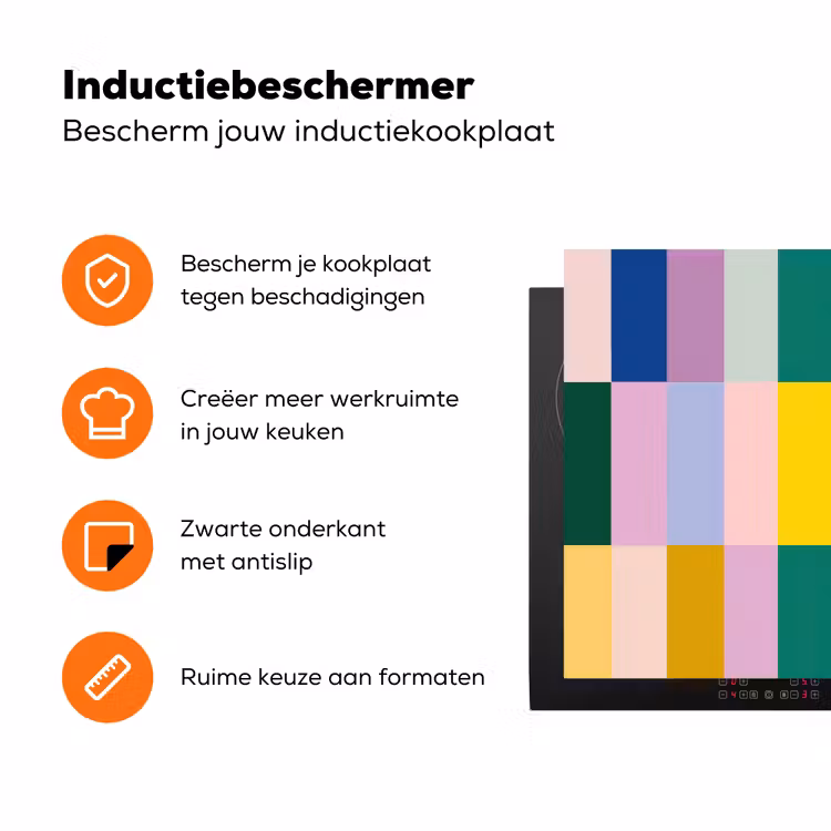 Stroken - Blauw - Patroon - Abstract Inductie beschermer vinyl 3mm klein -zzzzzzz-td-ups
