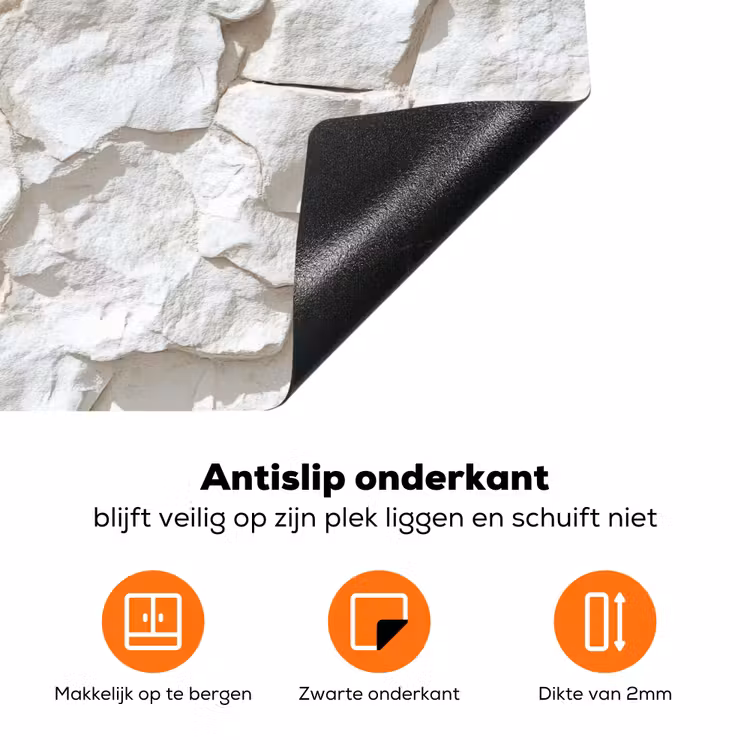 Structuur - Rots - Wit Inductie beschermer vinyl 3mm klein 276 -zzzzzzz-td-onderkant