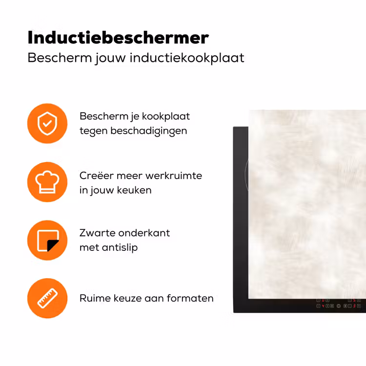 Subtiel - Structuur - Beige Inductie beschermer vinyl 3mm klein 276 -zzzzzzz-td-ups