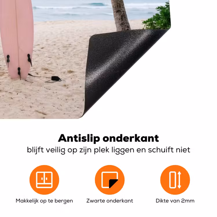 Surfboard - Palmbomen - Kleurrijk Inductie beschermer vinyl 3mm klein -zzzzzzz-td-onderkant