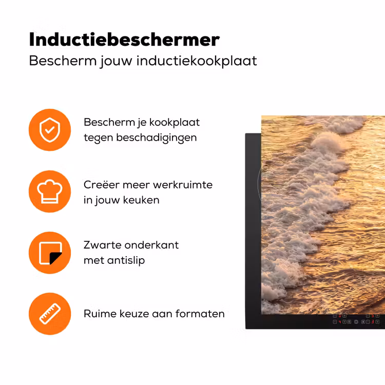 Surfer - Strand - Zonsondergang - Oceaan - Goud Inductie beschermer vinyl 3mm klein -zzzzzzz-td-ups