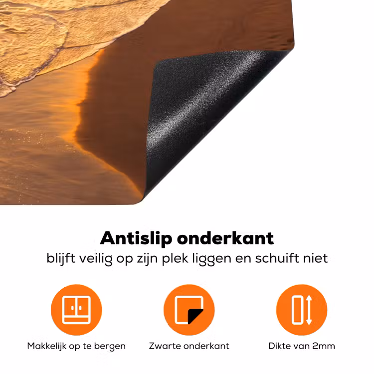 Surfer - Strand - Zonsondergang - Oceaan - Goud Inductie beschermer vinyl 3mm klein -zzzzzzz-td-onderkant