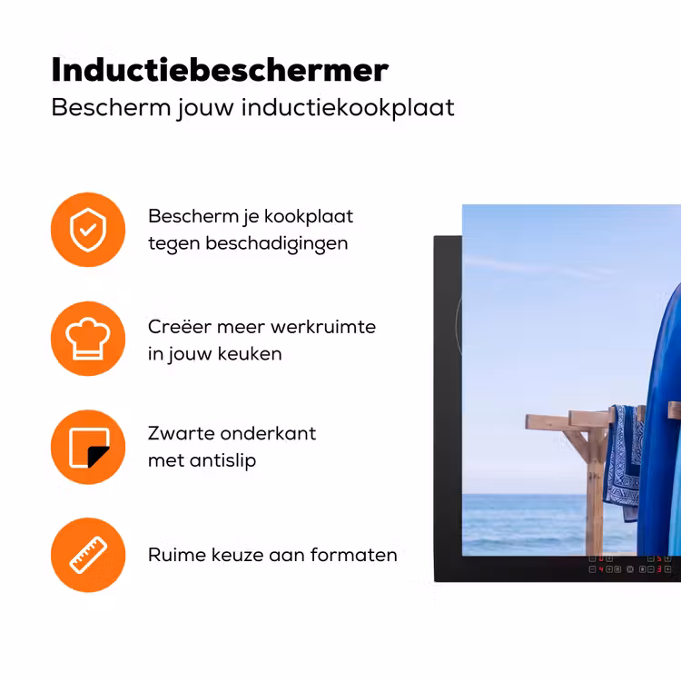 Surfplank - Strand - Zomer - Blauw - Water Inductie beschermer vinyl 3mm klein -zzzzzzz-td-ups