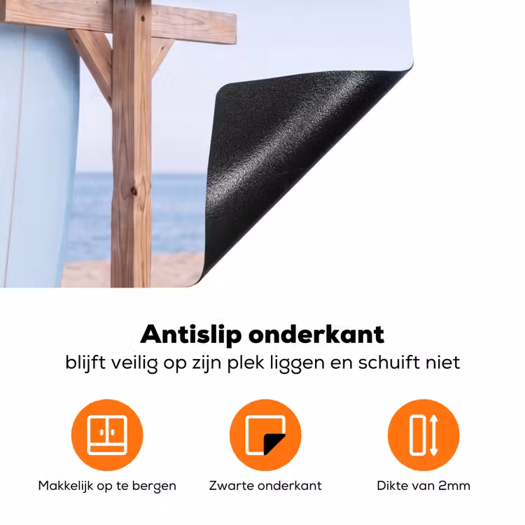 Surfplank - Strand - Zomer - Blauw - Water Inductie beschermer vinyl 3mm klein -zzzzzzz-td-onderkant