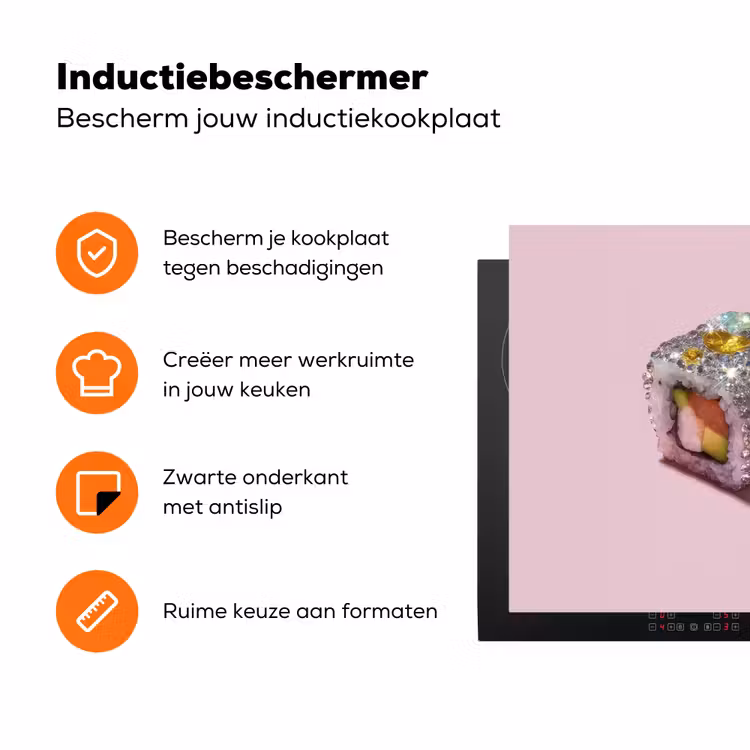 Sushi - Rolletjes - Steentjes - Kleurrijk Inductie beschermer vinyl 3mm klein -zzzzzzz-td-ups