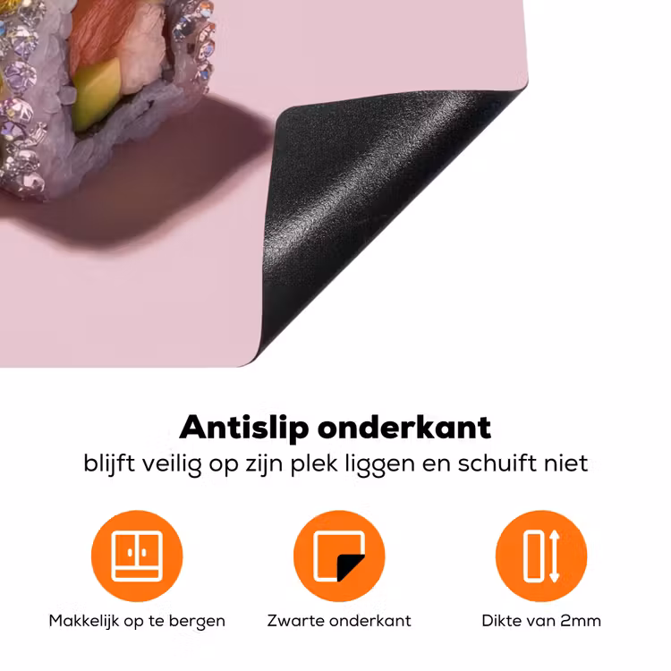 Sushi - Rolletjes - Steentjes - Kleurrijk Inductie beschermer vinyl 3mm klein -zzzzzzz-td-onderkant