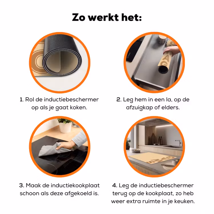 Swag - Bruin - Beige Inductie beschermer vinyl 3mm klein -zzzzzzz-td-werking