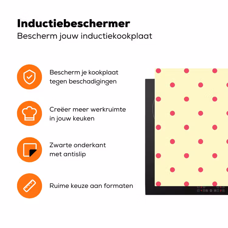 Swag - Roze - Stippen - Geel Inductie beschermer vinyl 3mm klein -zzzzzzz-td-ups