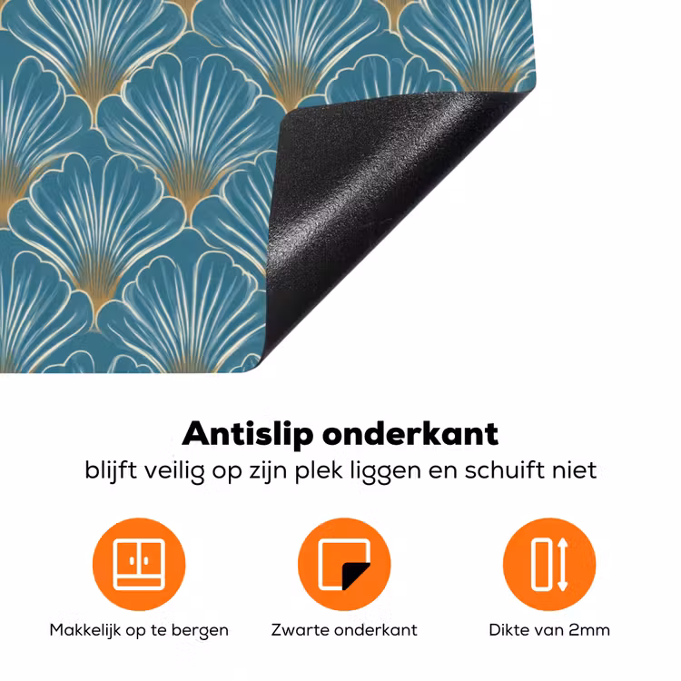 Symmetrisch - Patroon - Blauw Inductie beschermer vinyl 3mm klein 276 -zzzzzzz-td-onderkant