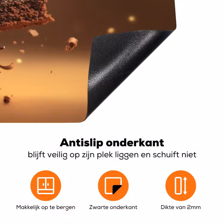 Taart - Chocolade - Eten - Brownie Inductie beschermer vinyl 3mm klein -zzzzzzz-td-onderkant