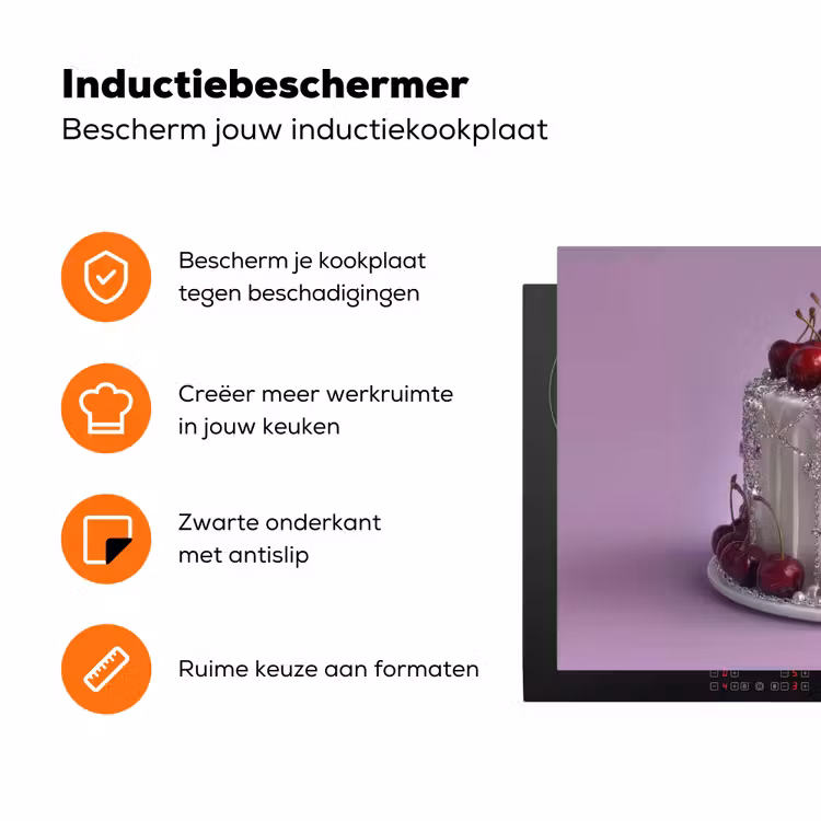 Taart - Kersen - Juwelen - Rood Inductie beschermer vinyl 3mm klein -zzzzzzz-td-ups