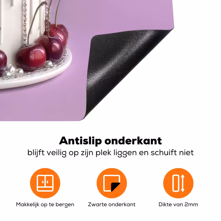 Taart - Kersen - Juwelen - Rood Inductie beschermer vinyl 3mm klein -zzzzzzz-td-onderkant