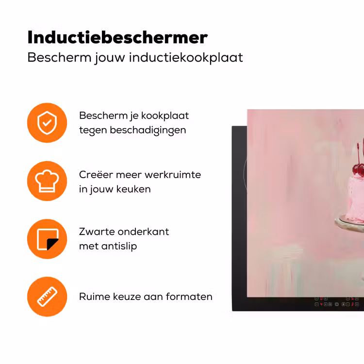 Taart - Pink - Cherry Inductie beschermer vinyl 3mm klein -zzzzzzz-td-ups