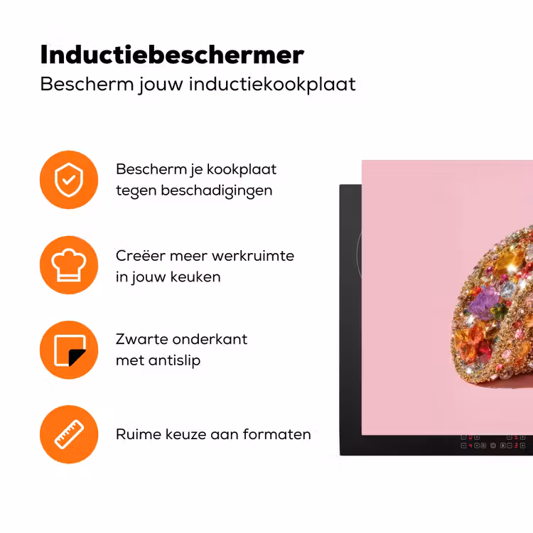 Taco - Kleurrijk - Edelstenen - Goud Inductie beschermer vinyl 3mm klein -zzzzzzz-td-ups