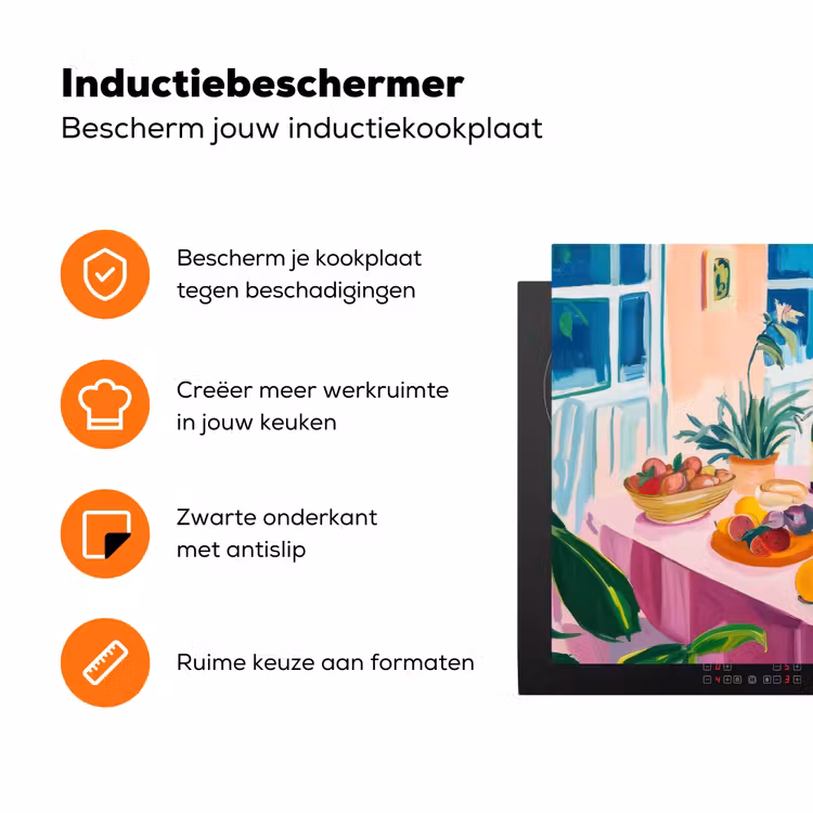 Tafel - Wijn - Fruit Inductie beschermer vinyl 3mm klein -zzzzzzz-td-ups