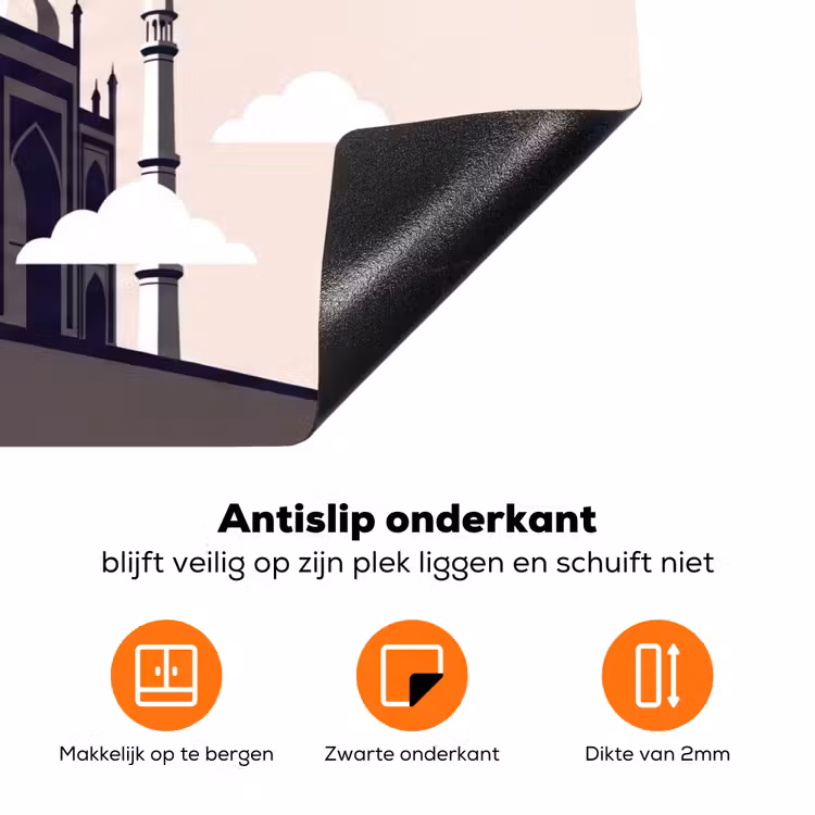 Taj Mahal - Zon - Koepel - Architectuur - India - Grafisch Inductie beschermer vinyl 3mm klein -zzzzzzz-td-onderkant