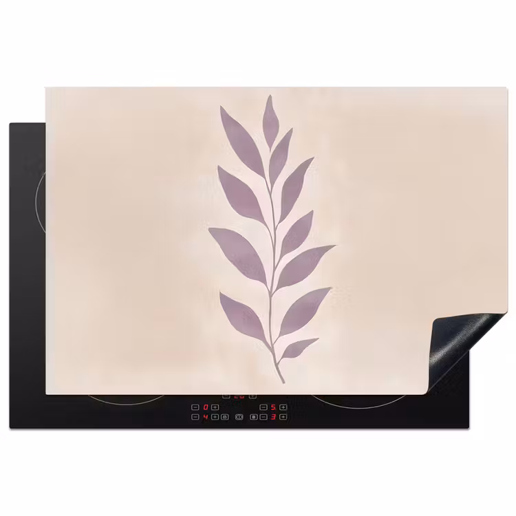 Tak - Bladeren - Minimalistisch - Beige Inductie beschermer vinyl 3mm klein -3d