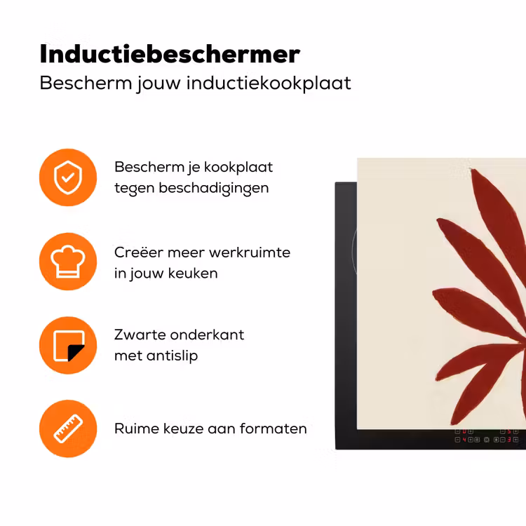 Tak - Bladeren - Rood Inductie beschermer vinyl 3mm klein -zzzzzzz-td-ups
