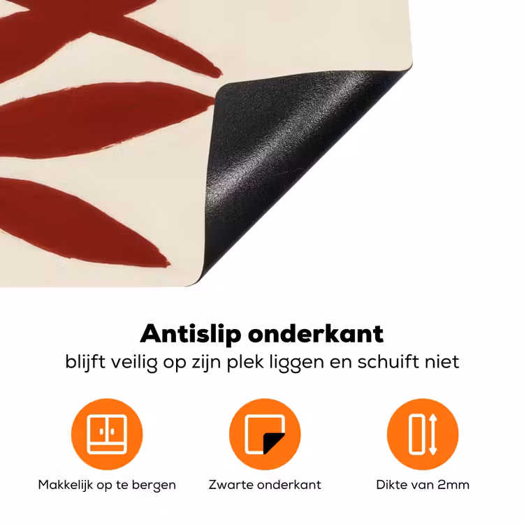 Tak - Bladeren - Rood Inductie beschermer vinyl 3mm klein -zzzzzzz-td-onderkant