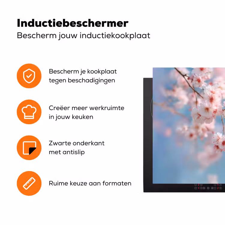 Takken - Bloesems - Roze Inductie beschermer vinyl 3mm klein -zzzzzzz-td-ups