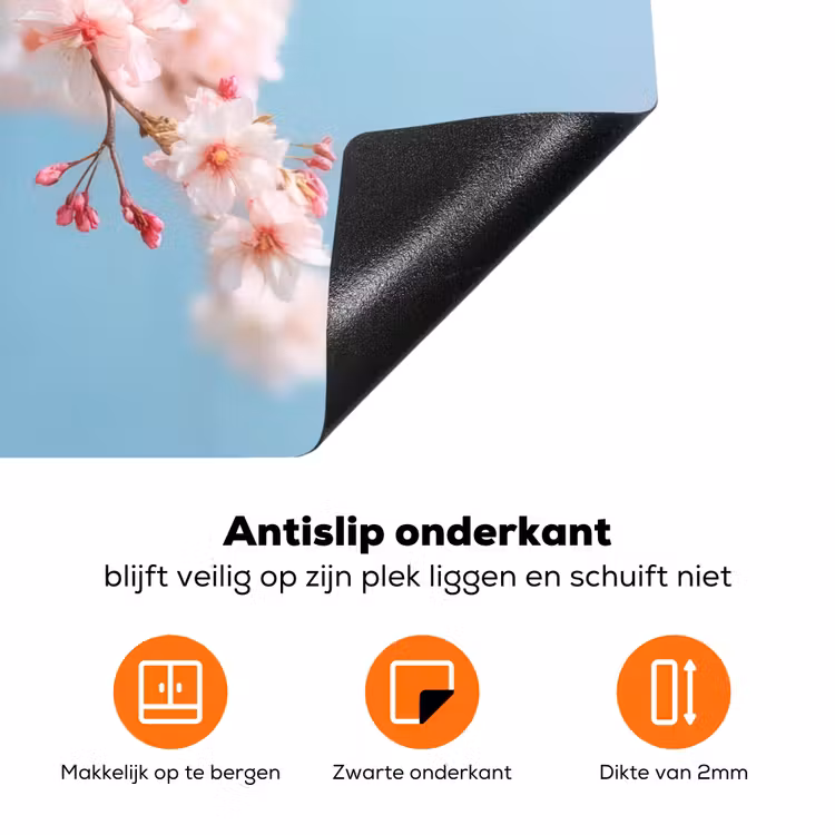 Takken - Bloesems - Roze Inductie beschermer vinyl 3mm klein -zzzzzzz-td-onderkant