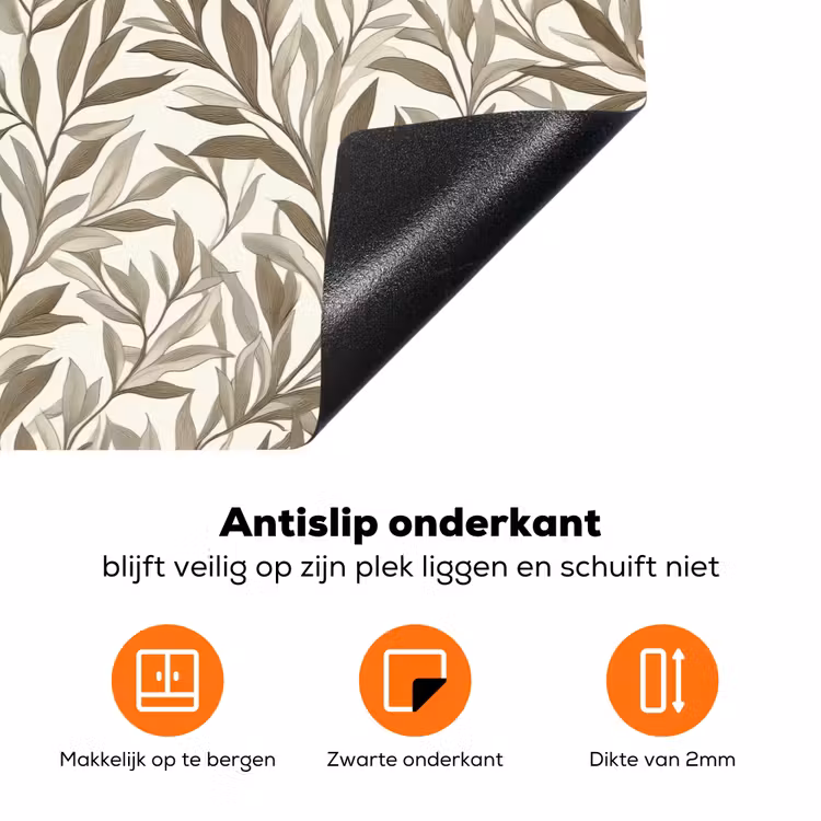 Takken - Botanisch - Taupe Inductie beschermer vinyl 3mm klein 276 -zzzzzzz-td-onderkant