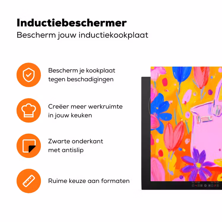 Tas - Roze - Bloemen Inductie beschermer vinyl 3mm klein -zzzzzzz-td-ups