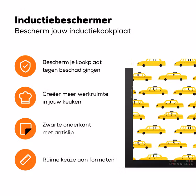 Taxi - Iconisch - Geel Inductie beschermer vinyl 3mm klein 276 -zzzzzzz-td-ups