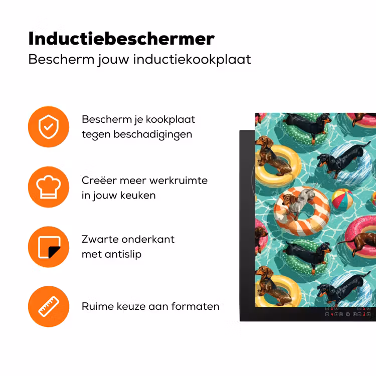 Teckels - Zwembad - Kleurrijk Inductie beschermer vinyl 3mm klein 276 -zzzzzzz-td-ups