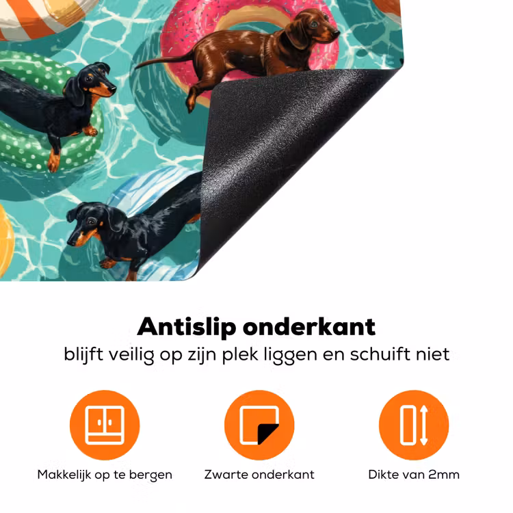 Teckels - Zwembad - Kleurrijk Inductie beschermer vinyl 3mm klein 276 -zzzzzzz-td-onderkant