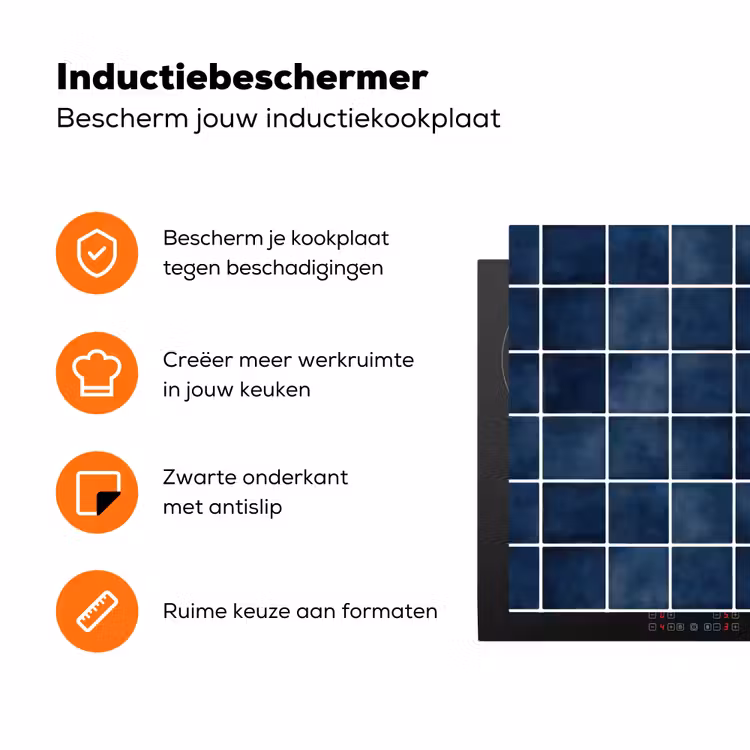 Tegel - Modern - Blauw Inductie beschermer vinyl 3mm klein 276 -zzzzzzz-td-ups