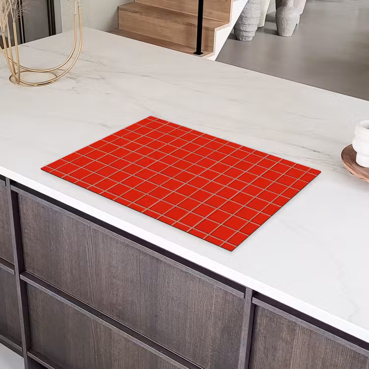 Tegel - Patroon - Kersen - Rood Inductie beschermer vinyl 3mm klein 276 -sfeer8