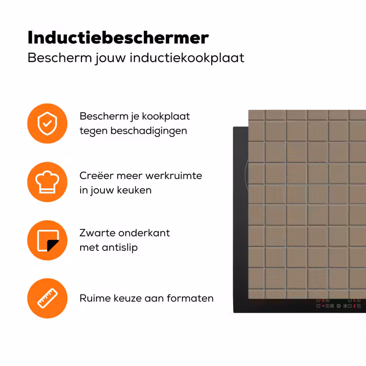 Tegel - Patroon - Taupe Inductie beschermer vinyl 3mm klein 276 -zzzzzzz-td-ups