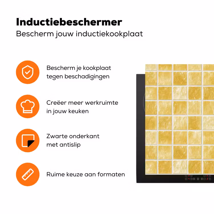 Tegels - Mozaïek - Textuur - Goudgeel Inductie beschermer vinyl 3mm klein 276 -zzzzzzz-td-ups