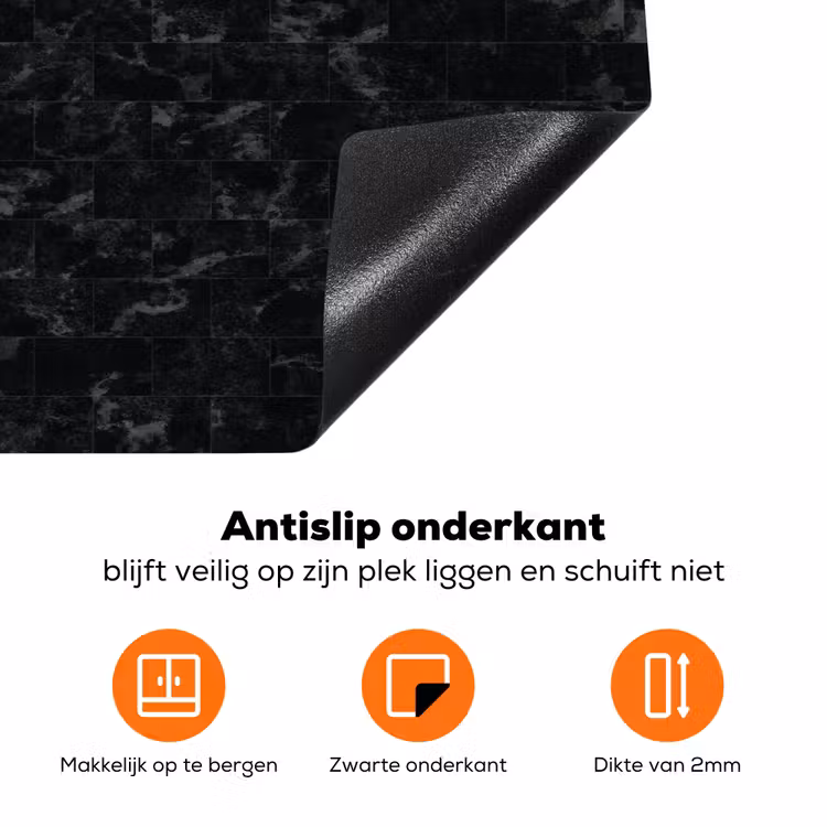Tegels - Patroon - Marmer - Zwart Inductie beschermer vinyl 3mm klein 276 -zzzzzzz-td-onderkant