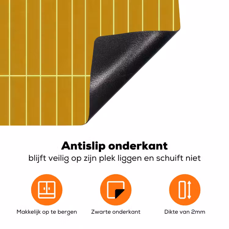 Tegels - Verticaal - Mosterdgeel Inductie beschermer vinyl 3mm klein 276 -zzzzzzz-td-onderkant