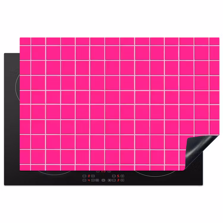 Tegels - Vierkant - Fuchsia Inductie beschermer vinyl 3mm klein 276 -3d