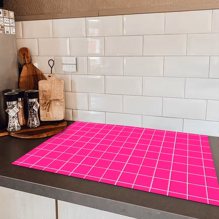 Tegels - Vierkant - Fuchsia Inductie beschermer vinyl 3mm klein 276 -sfeer3
