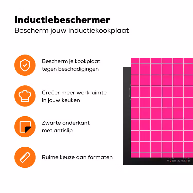 Tegels - Vierkant - Fuchsia Inductie beschermer vinyl 3mm klein 276 -zzzzzzz-td-ups