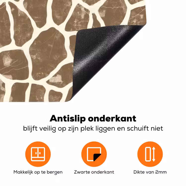 Tekst - Be cool or leave - Roze - Giraffenprint Inductie beschermer vinyl 3mm klein -zzzzzzz-td-onderkant