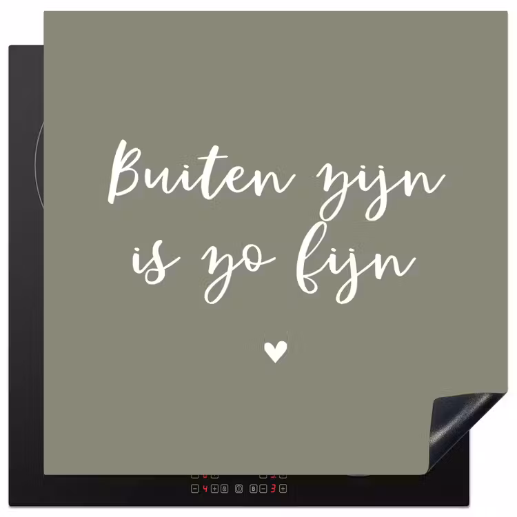 Tekst - Buiten zijn is zo fijn - Zomer - Spreuken Inductie beschermer vinyl 3mm middel -3d