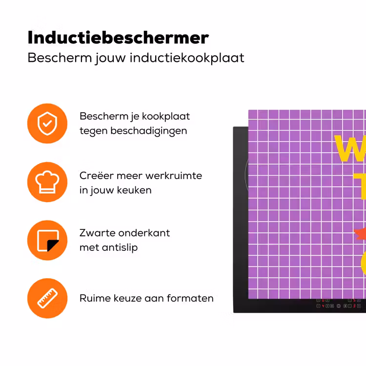 Tekst - Eend - Paars Inductie beschermer vinyl 3mm klein -zzzzzzz-td-ups