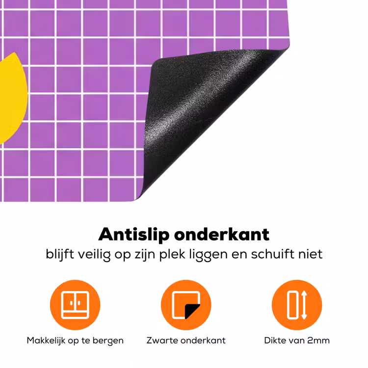 Tekst - Eend - Paars Inductie beschermer vinyl 3mm klein -zzzzzzz-td-onderkant