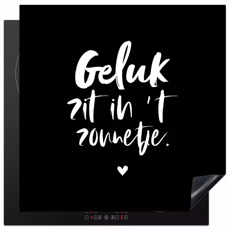 Tekst - Geluk zit in 't zonnetje - Quotes - Zomer - Zon Inductie beschermer vinyl 3mm middel -3d