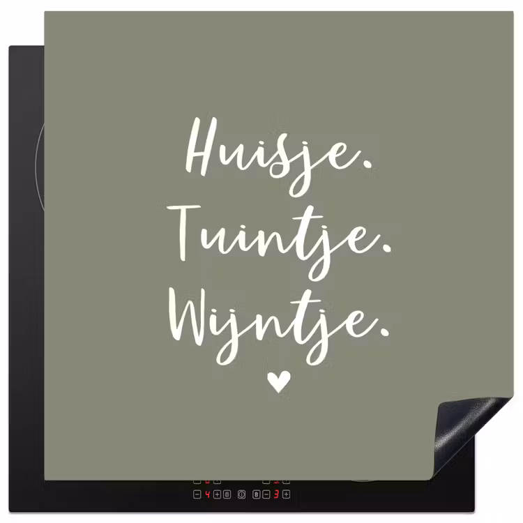 Tekst - Huisje, tuintje, wijntje - Thuis - Quotes - Wijn Inductie beschermer vinyl 3mm middel -3d