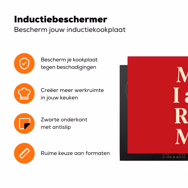 Tekst - Rijkdom - Motivatie - Rood - Modern Inductie beschermer vinyl 3mm klein -zzzzzzz-td-ups