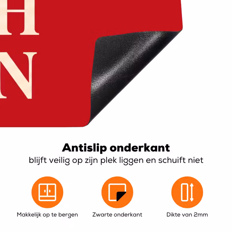 Tekst - Rijkdom - Motivatie - Rood - Modern Inductie beschermer vinyl 3mm klein -zzzzzzz-td-onderkant