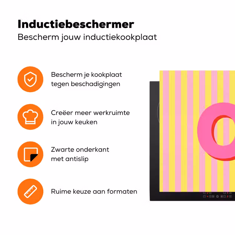 Tekst - Strepen - Roze Inductie beschermer vinyl 3mm klein -zzzzzzz-td-ups